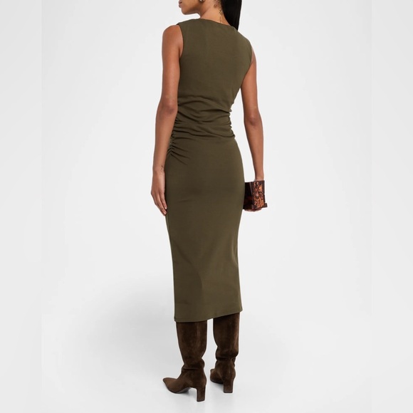 Veronica Beard Charissa Ruched Midi Dress Rich Brown Sleeveless Midi Dress - Picture 4 of 14